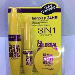 Combo bộ make up maybelline 3 in 1 gồm mascara kẻ mắt nước phấn phủ