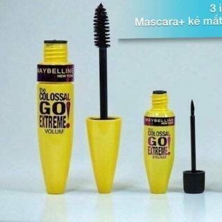Combo bộ make up maybelline 3 in 1 gồm mascara kẻ mắt nước phấn phủ