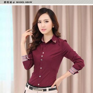 a1807 áo sơ mi viền caro tay và cổ - giá sỉ giá tốt giá sỉ