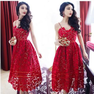 Đầm ren đỏ 2 dây quyến rũ hàng oder