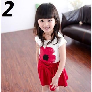 A22825 - 19/3 littlemon bộ váy có chip thun xòe in bông hoa nổisize 1-8