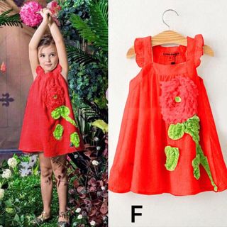A23082 - 30/3 goldbb đầm cổ vuôngtay cánh tiên kết hoa hồngvải solaypoit lót katesize 1-8
