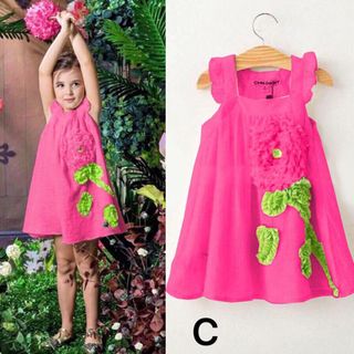 A23082 - 30/3 goldbb đầm cổ vuôngtay cánh tiên kết hoa hồngvải solaypoit lót katesize 1-8