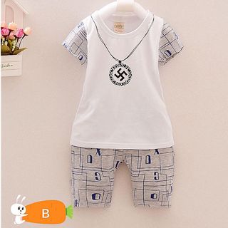 A23256 - 30/3 goldbb bộ bé trai in dây chuyền mặt chữ vạnsize 1-8