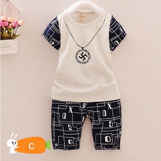 A23256 - 30/3 goldbb bộ bé trai in dây chuyền mặt chữ vạnsize 1-8