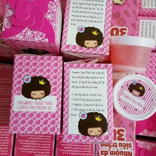 Set mặt nạ và gel tẩy tế bào chết sữa chua dâu tây