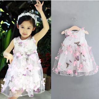 A23316 - 3/3 lydobb đầm bướm voan lót kate hoa may nổisize 1-8