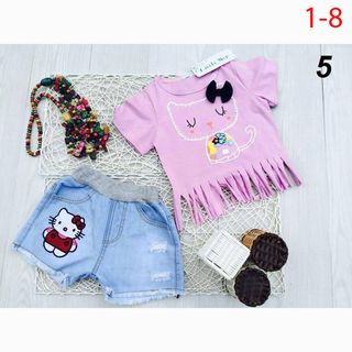 A23302 - 26/3 little mon bộ mèo tua áo thun quần jeansize 1-8