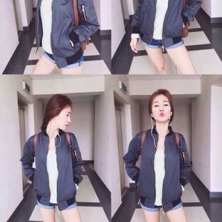 Ak bomber kaki 2 lớp - xám - xưởng chuyên sỉ áo khoác