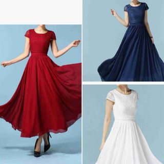 Đầm maxi trên ren dưới voan tay con