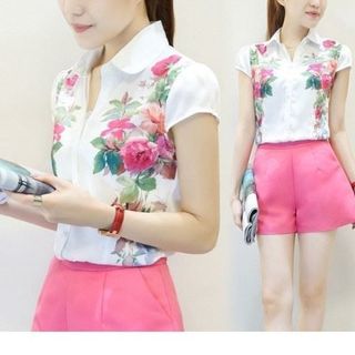 sb1991 set áo sơ mi hoa 3d quần short giá sỉ