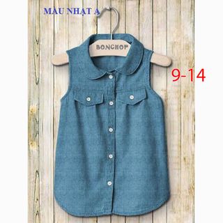 A23707 - 11/4 đầm jeans bg cổ lá sen jean co giãn mềmsize 9-14