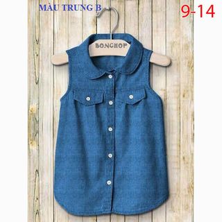 A23707 - 11/4 đầm jeans bg cổ lá sen jean co giãn mềmsize 9-14