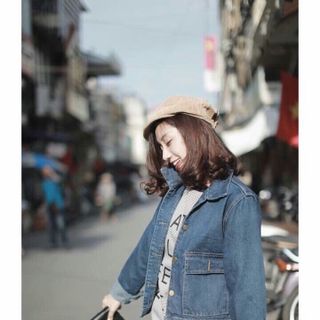 Áo khoác jean túi to bản