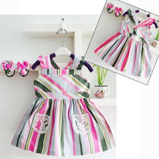 A23758 - đầm caro 2 túi ren hở lưng dây buộc tóc oshkoshsize 1-8