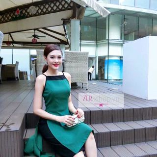 Set áo dài cách tân cổ yếm quần lửng ống to - 197160