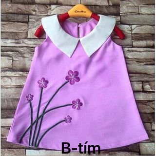 A23851 - 13/4 đầm cổ lá sen thêu hoa cát giấysize 1-8