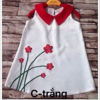 A23851 - 13/4 đầm cổ lá sen thêu hoa cát giấysize 1-8