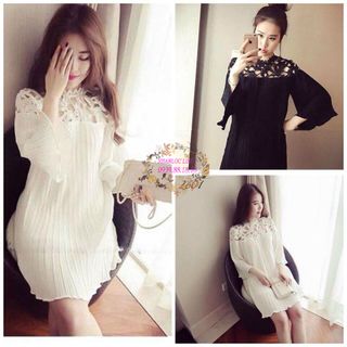Đầm dập ly ngực ren