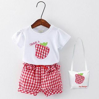 A24027 - 15/4 bộ bg trái dâu kèm giỏ xách áo thun thêu quần carosize 1-8
