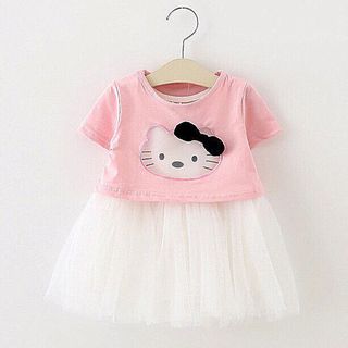 A24207 - 20/4goldbb đầm áo khoác kitty đầm thun tùng 2 lớp áo thun thêu đắp voan kiếngsize 1-8