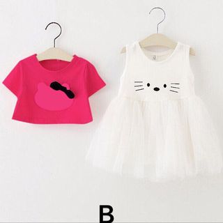 A24207 - 20/4goldbb đầm áo khoác kitty đầm thun tùng 2 lớp áo thun thêu đắp voan kiếngsize 1-8