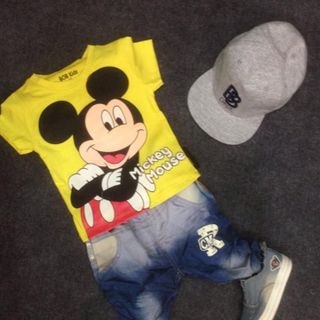 Áo cotton mickey cho mẹ và bé