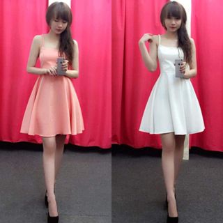 D113 - đầm xòe 2 dây tết bính