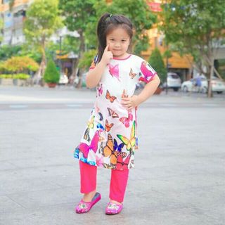 A24389 - 20/4 áo dài cách tân mùa hè họa tiết sắc bướm áo voal tơ quần legging thun cottonsize 1-8