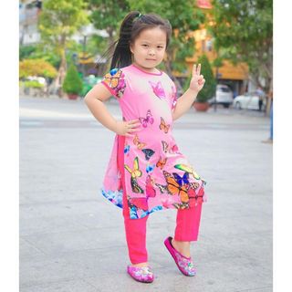 A24389 - 20/4 áo dài cách tân mùa hè họa tiết sắc bướm áo voal tơ quần legging thun cottonsize 1-8