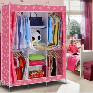 Tủ vải ba buồng 8 ngăn khung nhôm tĩnh điện