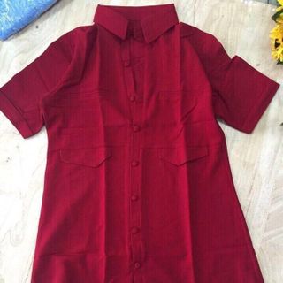 Áo somi form dài nút bọc y hình 100