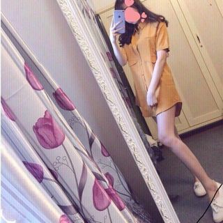 Áo somi form dài nút bọc y hình 100