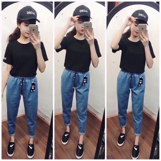 Quần baggy jeans lưng thun hàng quảng châu y hình 100 giá sỉ