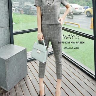 sb14517set quần kèm áo tay ngắn caro sỉ 145k lẻ 245k chất kate y hình giá sỉ