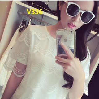 V336 - áo voan phối ren