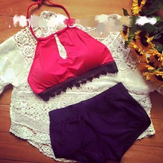 Set bộ bikini áo yếm cúp ngực quần short lưng thun - 315110 giá sỉ