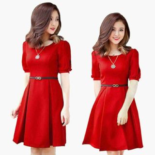 Đầm xòe tay lửng đính nơ 1823