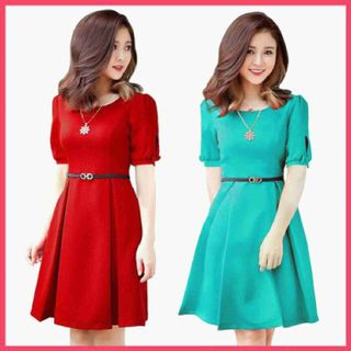 Đầm xòe tay lửng đính nơ 1823