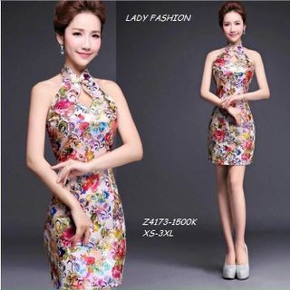 d2175 sườn xám hoa cổ tàu giọt nước giá sỉ