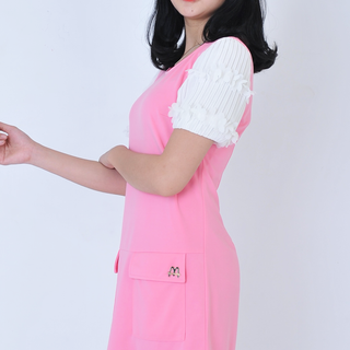 Đầm suông tay phồng đính hoa