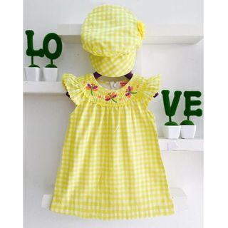 A24801 - đầm caro viền ren thêu chuồn chuồn oshkoshsize 1-8