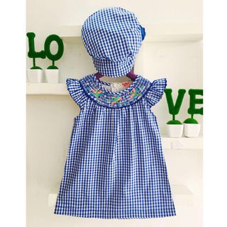 A24801 - đầm caro viền ren thêu chuồn chuồn oshkoshsize 1-8