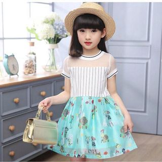 A25031 - 10/5 lydobb đầm bé gái phối ren thân áo thun co giã ùng váy voan lót katesize 1-8