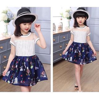 A25031 - 10/5 lydobb đầm bé gái phối ren thân áo thun co giã ùng váy voan lót katesize 1-8