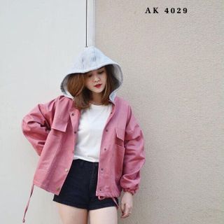 Áo khoác nữ có nón nút bấm nhiều màu