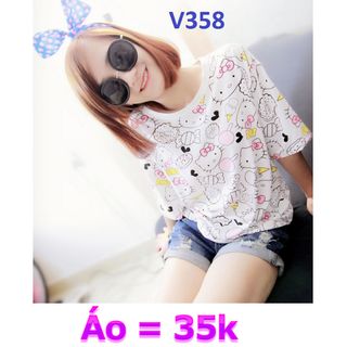 V358 áo thun họa tiết kitty
