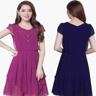 Đầm voan 2 lớp tà chéo