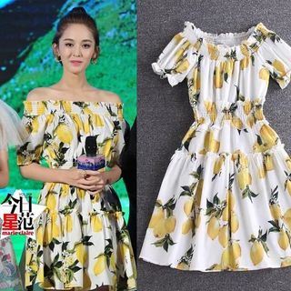 Đầm họa tiết chanh vàng