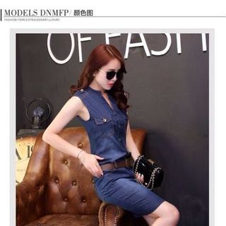 Đầm jean quảng chau kèm belt
